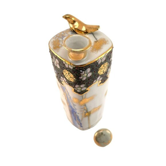 Kutani Ware Antique Tokkuri Sake Bottle Japanese Sake Bottle Bud Vase Singing Go - Picture 7 of 9